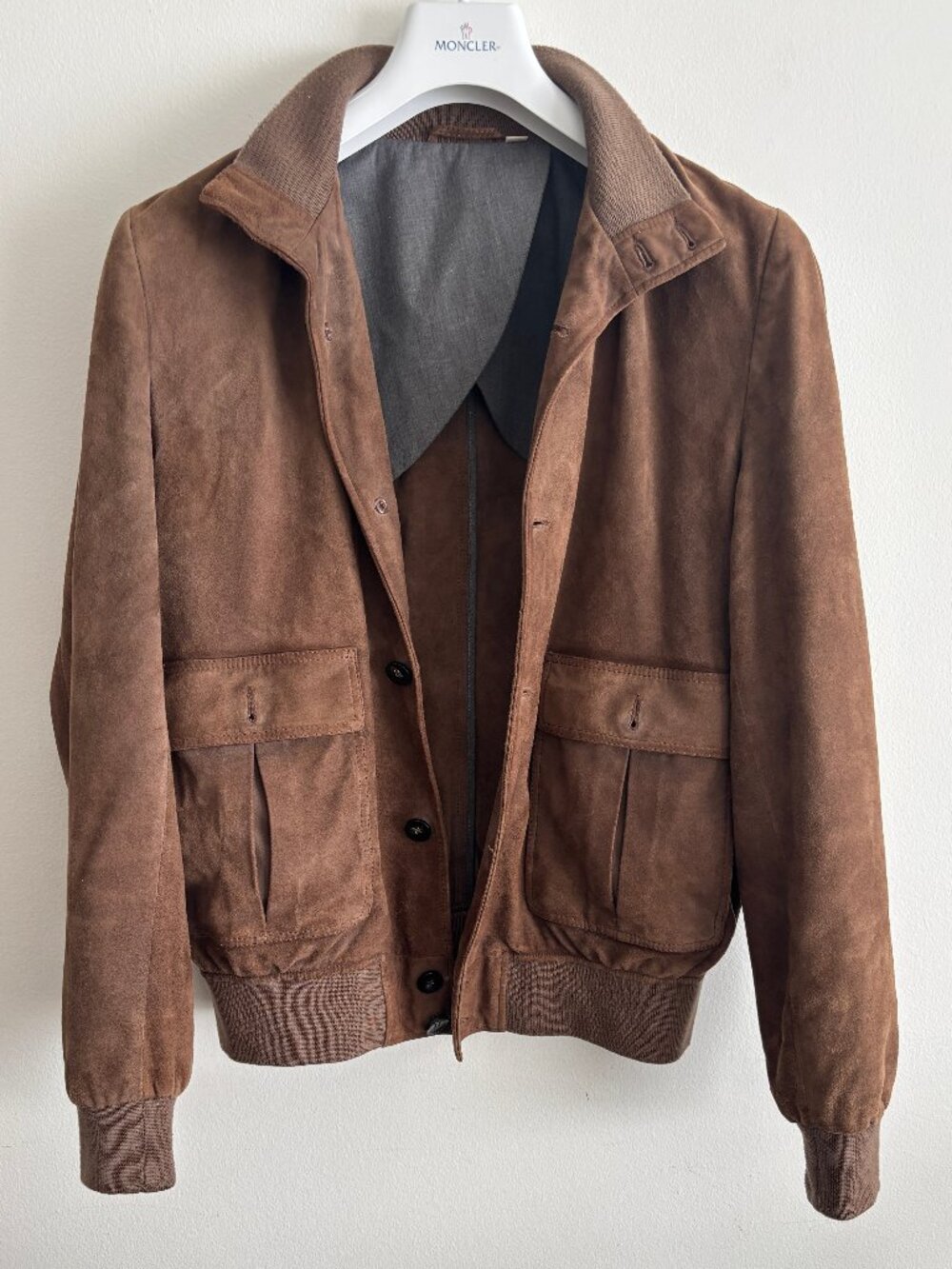 $950 Suitsupply Brown Suede Blouson Valstarino Bomber Jacket - Medium - Picture 4 of 11